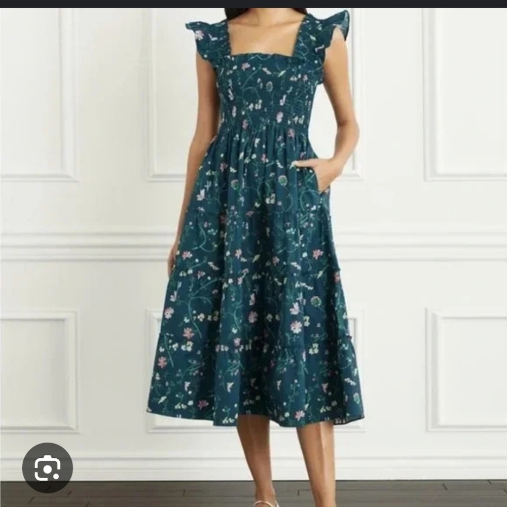 Hill House ELLIE NAP DRESSTeal Floral Midi Dress
